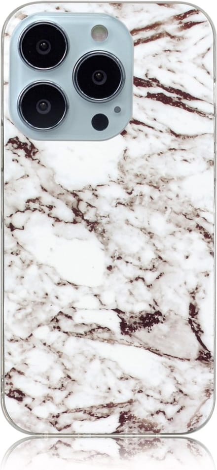 Peachy Marble TPU marmersteen hoesje geschikt voor iPhone 13 Pro Max - wit