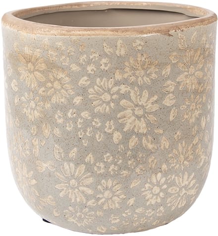 Keramiek Bloempot voor Binnen – Grijs – Rustieke Pot – Ø 18 cm – Keramiek