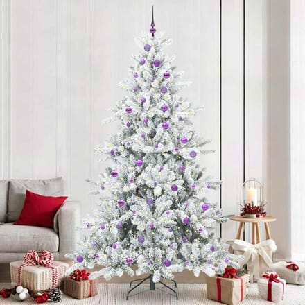 vidaXL - Kunstmatige - Hinged - Kerstboom - Wit - 240 - cm - PVC - en - Staal