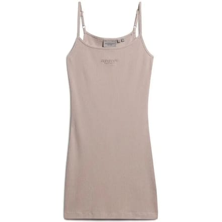 Superdry - Geborduurde geribde jurk met bandjes - Dames - Jurken