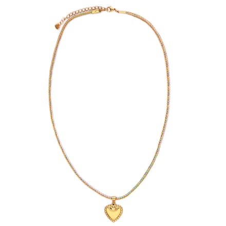 Ketting metallic rainbow hart
