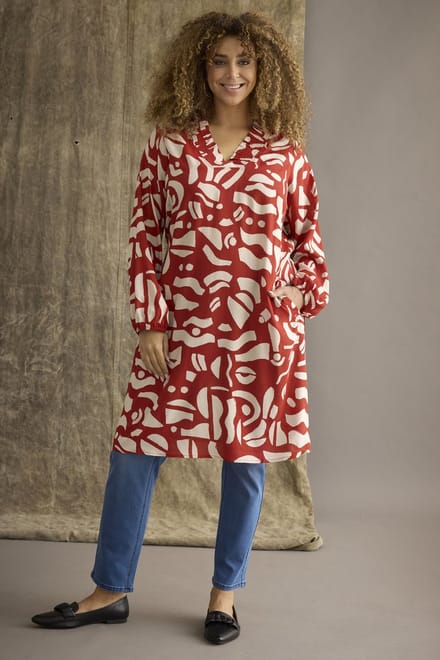 ZHENZI rode print jurk Oney