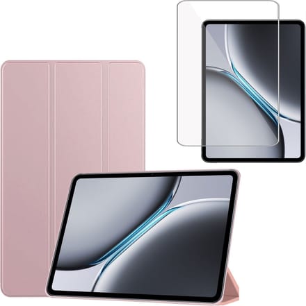 Hoesje + Screenprotector geschikt voor Oppo Pad 3 Pro / OnePlus Pad 2 / OnePlus Pad Pro 12.1 – Tempered Glass - Extreme Shock Smart Case - Rose