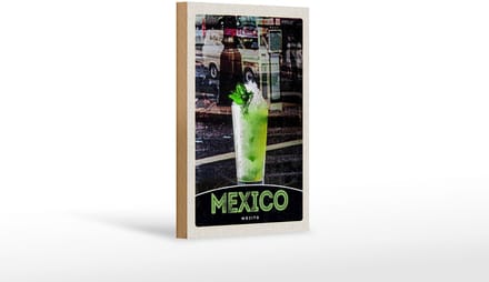 Holzschild Reise 12x18 cm Mexiko USA Amerika Mojito Limette