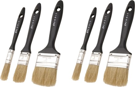 FX Tools Verfkwasten set 6x stuks - plat met echt haar - breedtes 12/25/50 mm - schilderen