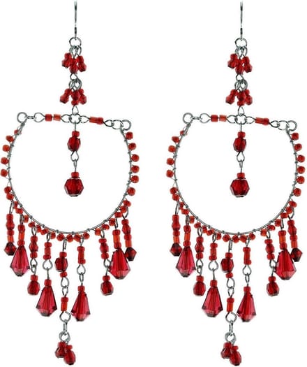 Behave - Statement oorbellen rood kralen - Gipsy avond stijl