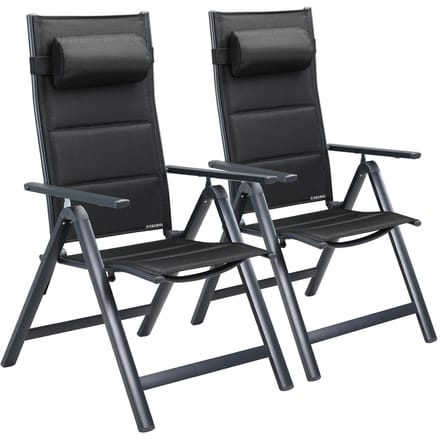 Casaria Tuinstoel Set van 2 - Aluminium Inklapbaar 7 Standen - Antraciet