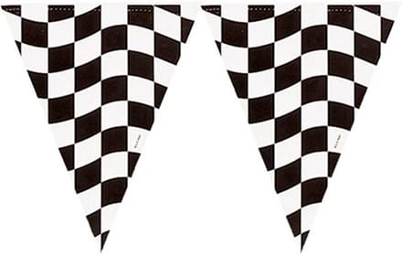 Haza - Vlaggetjes - Racing thema zwart/wit geblokt - 366 cm - plastic