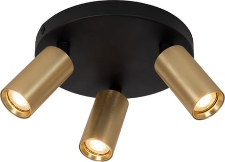 Lucide RITMO - Plafondspot (Plafondlamp) - Ø 18 cm - 3xGU10 (MR11) - Mat Goud / Messing
