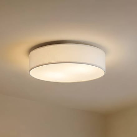 Lindby - plafondlamp - 3lichts - Stof, metaal - H: 17 cm - E27 - wit, mat nikkel
