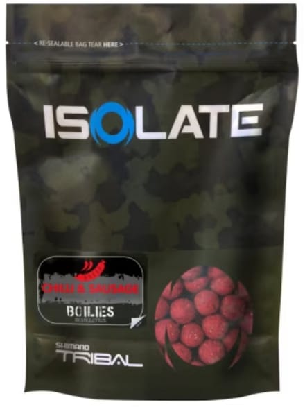 Shimano Isolate Boilies Chilli Sausage 1kg – Pittige Vleesboilies voor Karper - Maat : 20mm
