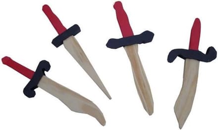 Playwood Piraten messenset ridder dolken set van hout in een set van 4