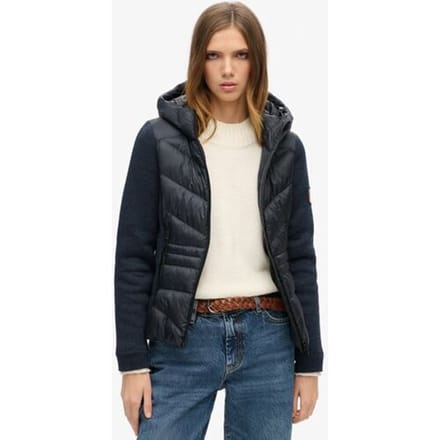 Superdry Gebreide Hybrid Storm jas met Capuchon Blauw Grootte: 44