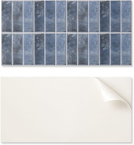 Set bedrukte vinyltegels. Verticale, trendy tegels van 10x40x20 cm.