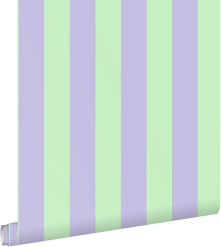ESTAhome behang strepen paars en groen - 0.53 x 10.05 m - 131573