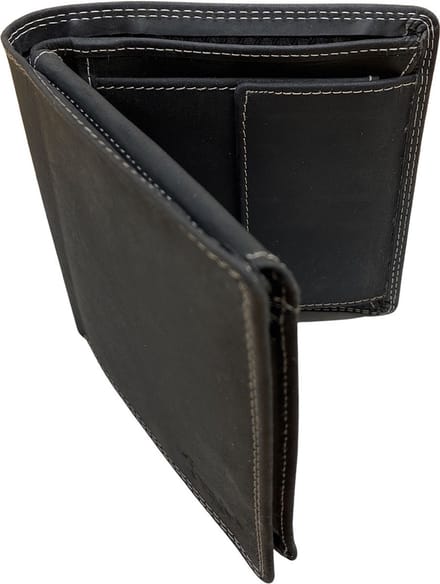 Billfold Portemonnee Heren - Buffelleer - Muntgeld Vak - Zwart - Arrigo