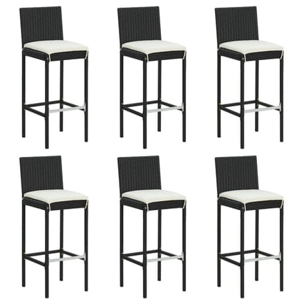 vidaXL - Barkrukken - 6 - st - met - kussens - poly - rattan - zwart