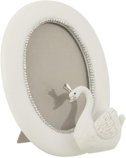 J-Line fotolijst Zwaan - polyresin - wit/zilver