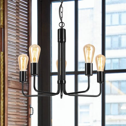 Lamkur Kroonluchter Malou, 5-lamps, zwart