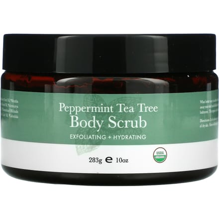 Beauty By Earth, Body Scrub, Peppermint Tea Tree, 10 oz (283 g) blue