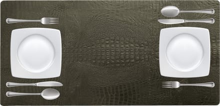 NOOBLU Tafelloper DUBL - Croco Olive green - Lengte: 95 cm, Aantal: 1 tafelloper