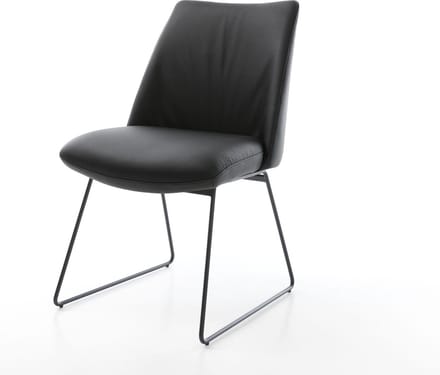 Gestoffeerde-stoel Elso-Flex slipframe zwart echt leer zwart pocketveer kern