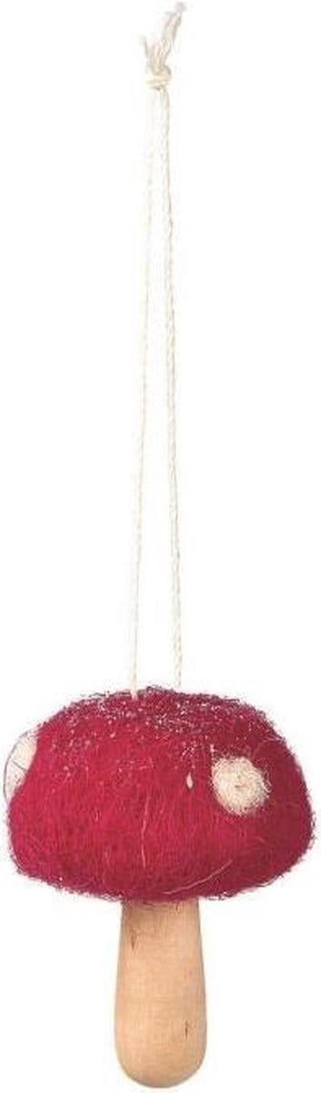 Moses Kersthanger Paddenstoel 5,4 X 4 Cm Hout/vilt Rood