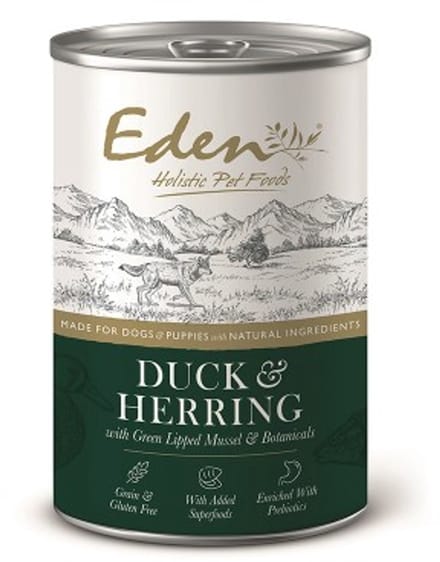 Eden Holistic Pet Food blikvoeding - natvoeding - voor de hond - eend en haring - per blik