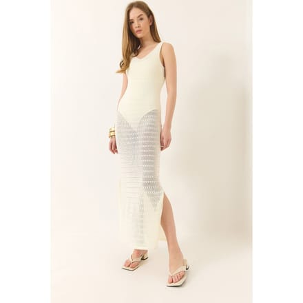 V-hals Midi Split Jurk