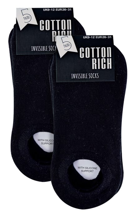 Sock Snob 10 paar ademende onzichtbare kindersokken - Zwart