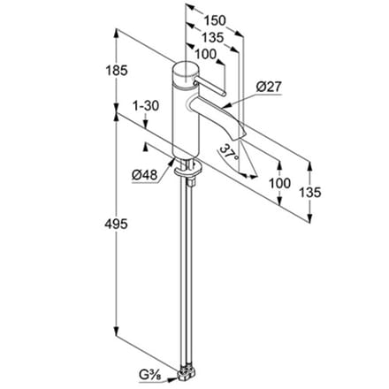 Kludi Bozz - Wastafelkraan, EcoSmart, chroom 381980576WR4