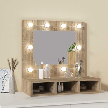 vidaXL - Spiegelkast - met - LED-verlichting - 60x31,5x62 - cm - sonoma - eikenkleur