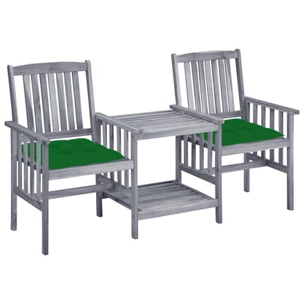 vidaXL - Tuinstoelen - met - tafeltje - en - kussens - massief - acaciahout