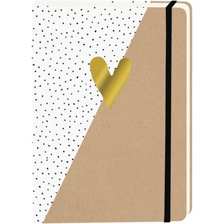 Notitieboek kraft gouden hart A5 lijn 92 pagina's softcover