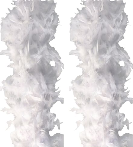 Veren Boa - 2 stuks - Carnaval verkleedaccessoire - ivoor wit - 180 cm
