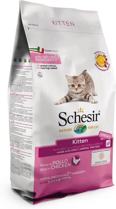 3x1,5kg Kitten met Kip Schesir droog kattenvoer