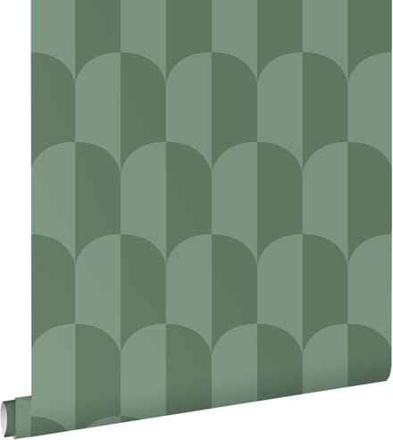 ESTAhome behang art deco bogen vergrijsd groen - 53 cm x 10.05 m - 139989