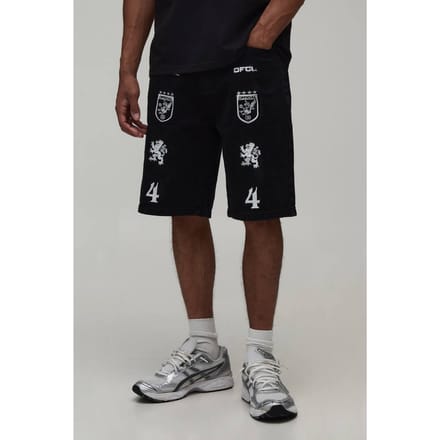Relaxed Denim Shorts Met Badge Applicatie | Black | Size 34