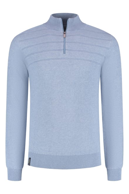 Fellows United Pullover Half Zip Plated Structure Mid Blue  4XL