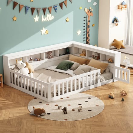 MODFU Bedframe 140x190 cm – Met opbergruimte, stopcontact & USB – Wit