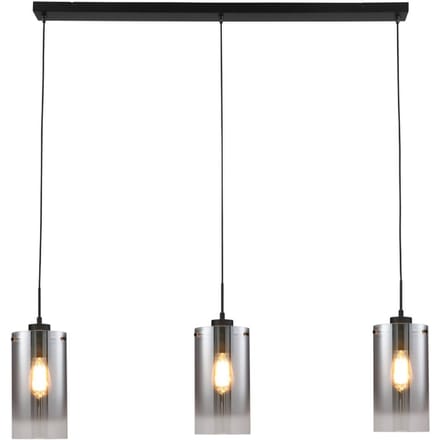 Freelight Ventotto hanglamp, zwart/rook, lengte 105 cm, 3-lamps.