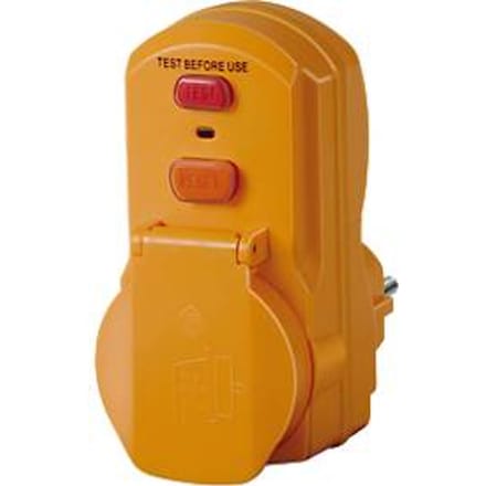 Brennenstuhl persoonlijke beschermingsadapter BDI-A 2 30, 16A, 3500W, aanraakbeveiliging, klapdeksel, tweepolige uitschakeling, voor gebruik buiten en binnen, L 105 x B 50 x H 95 mm, geel