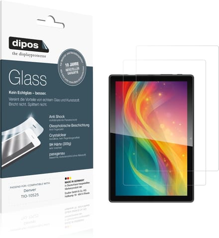 dipos – 2x Pantserfolie geschikt voor Denver TIO-10525 | 9H Screenprotector