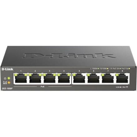 D-Link DGS-1008P/E DGS-1008P Netwerk switch 8 poorten 1 GBit/s PoE-functie