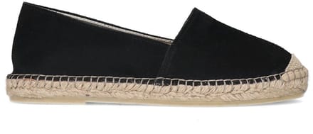 Manfield - Dames - Zwarte suède espadrilles - Maat 37