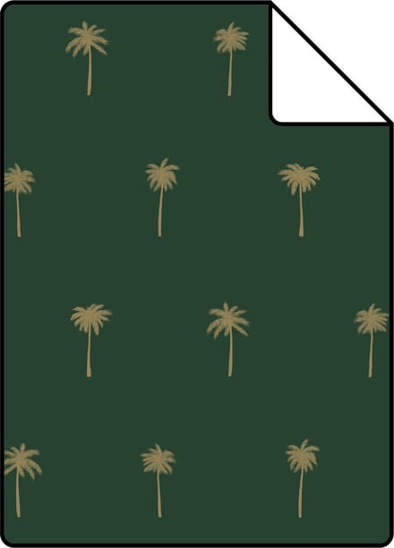Proefstaal ESTAhome behang palmbomen emerald groen en goud - 26.5 x 21 cm - 139160-S
