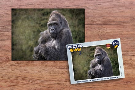 Puzzel Grote Gorilla kijkt recht in de camera - Legpuzzel - Puzzel 500 stukjes