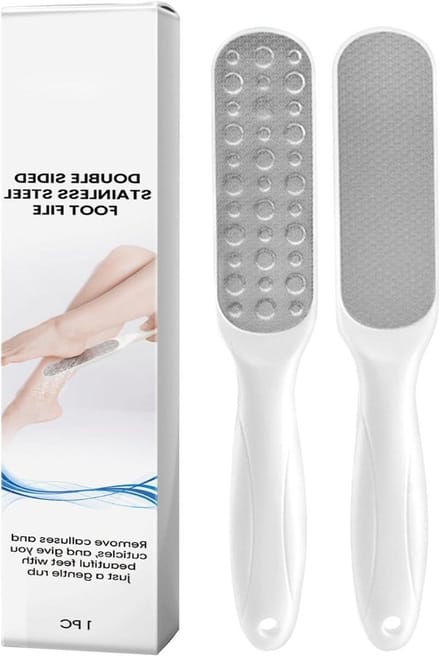 Voetrasp Eeltverwijderaar - Voetschraper Pedicure - Voetverzorging Thuis - Dubbelzijdig Ontwerp - 22.6 cm Lengte - Zilverkleurig