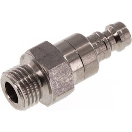 RVS DN 5 Luchtkoppeling Insteeknippel G 1/4 inch Buitendraad Double Shut-Off - CLP5-M-S-SV-014