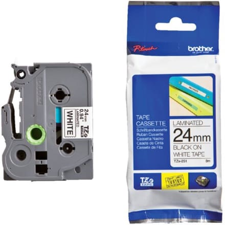 Labeltape Brother P-touch TZe-251 standaard 24mm zwart op wit